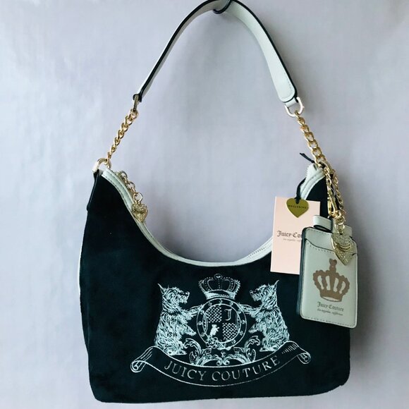 Juicy Couture Classic Scottie Dogs Hobo Liquorice Bag Black white NWT - Picture 8 of 11